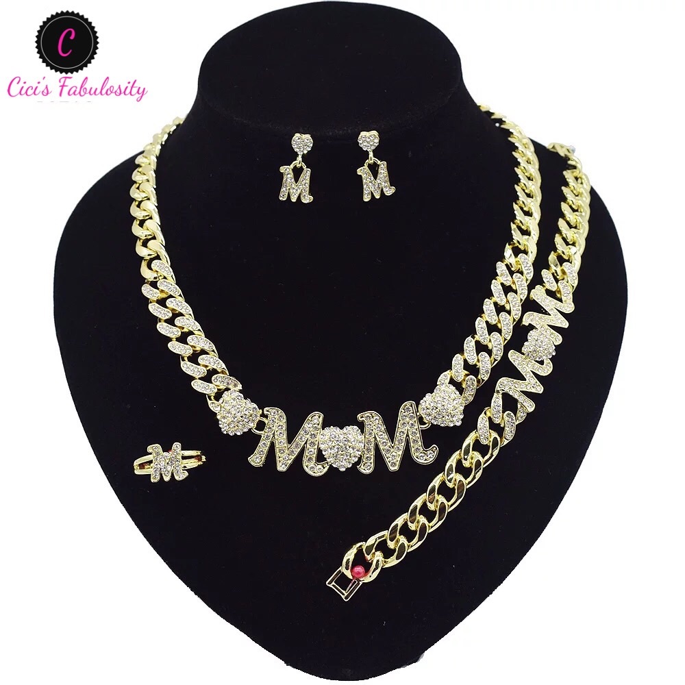 “Mom” Hugs & Kisses Cuban Link Set